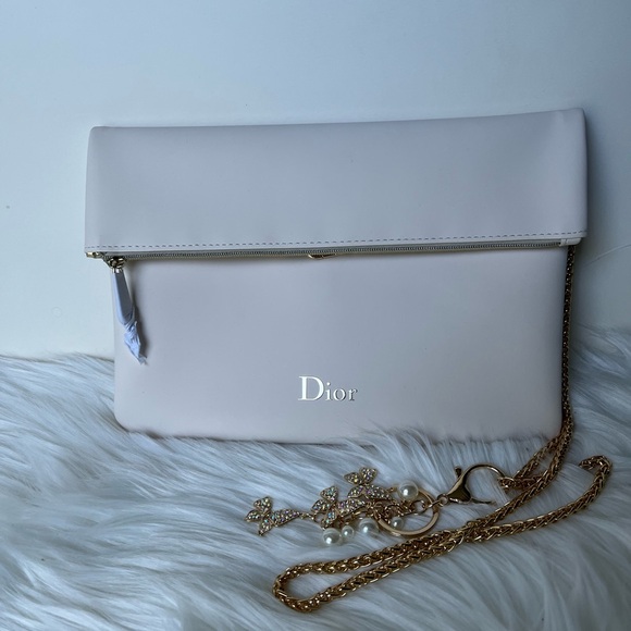 Dior cosmetic pouch in blush color with free unbranded chain and charm - Picture 3 of 6